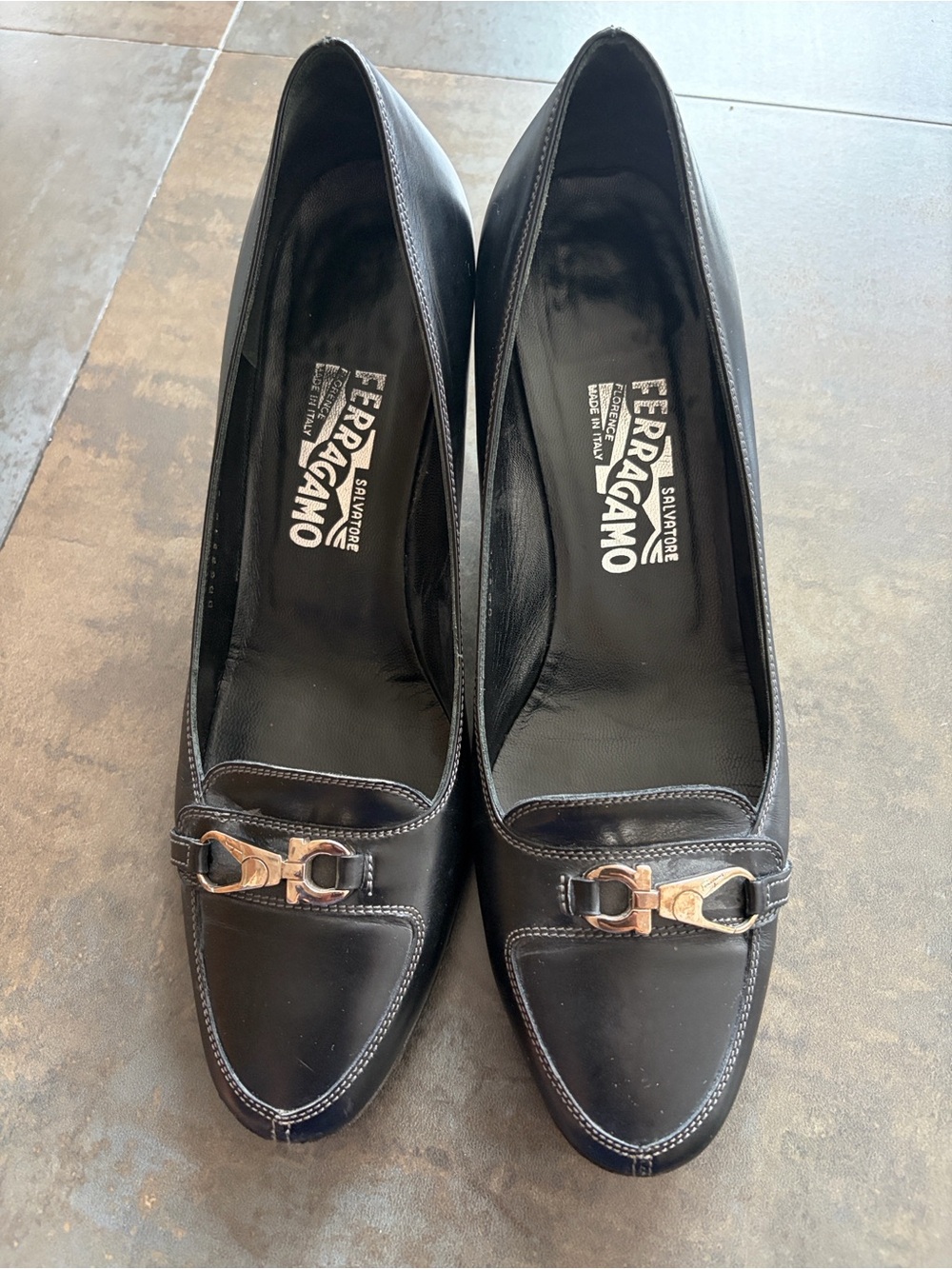 Salvatore Ferragamo Black Chicago Nero Calf Heels
